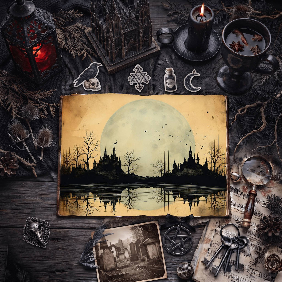 Gothic Moon Digital Papers