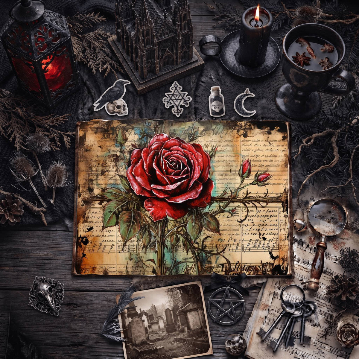 Gothic Roses Digital Papers