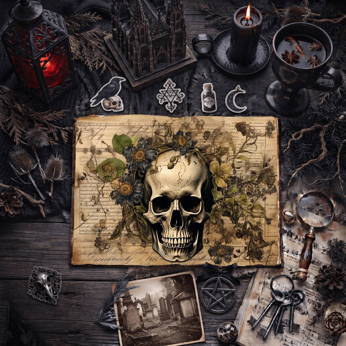 Gothic Skulls Digital Papers
