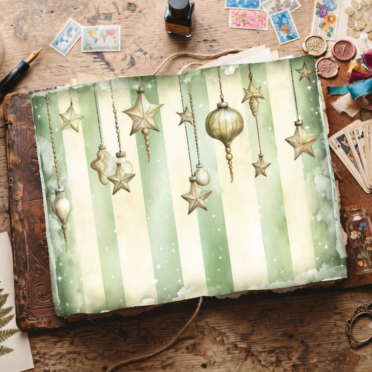 Green Christmas Digital Papers