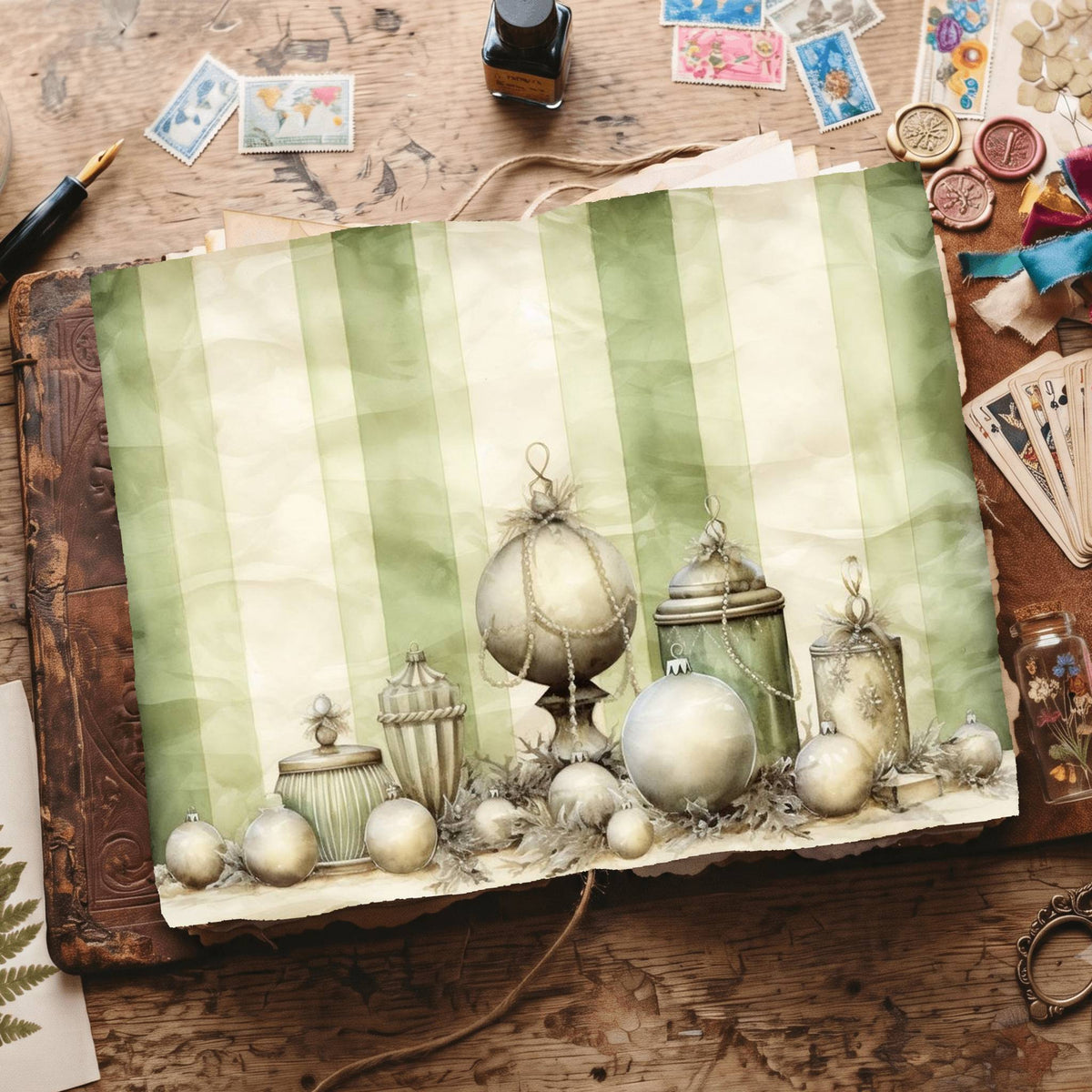 Green Christmas Digital Papers
