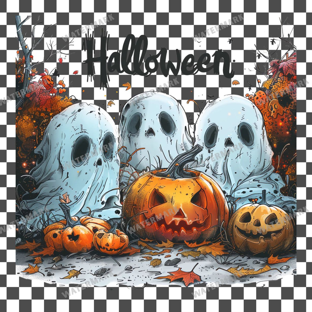 Halloween clipart PNG on a transparent background, design 3