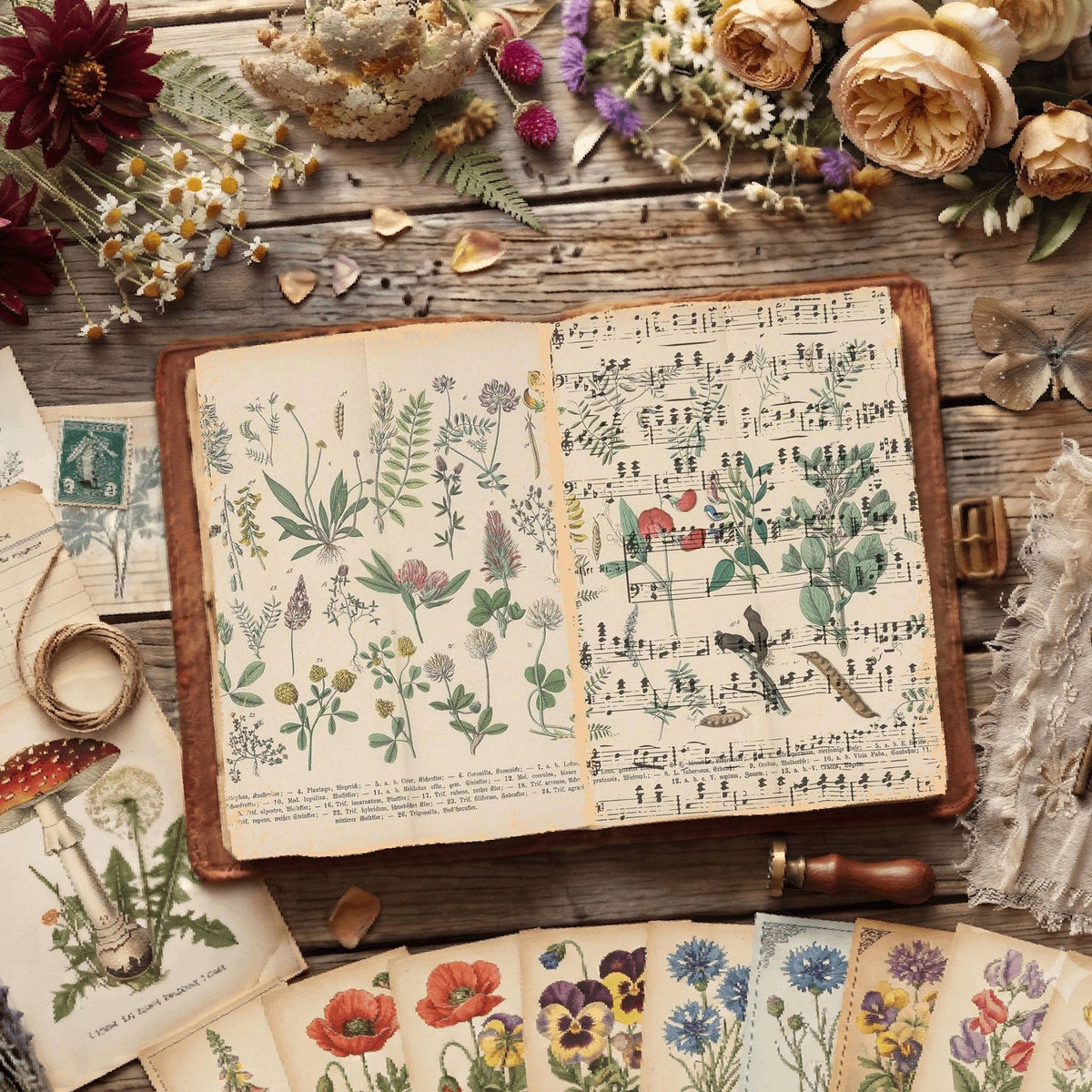 Herbal printable junk journal paper, page preview 3