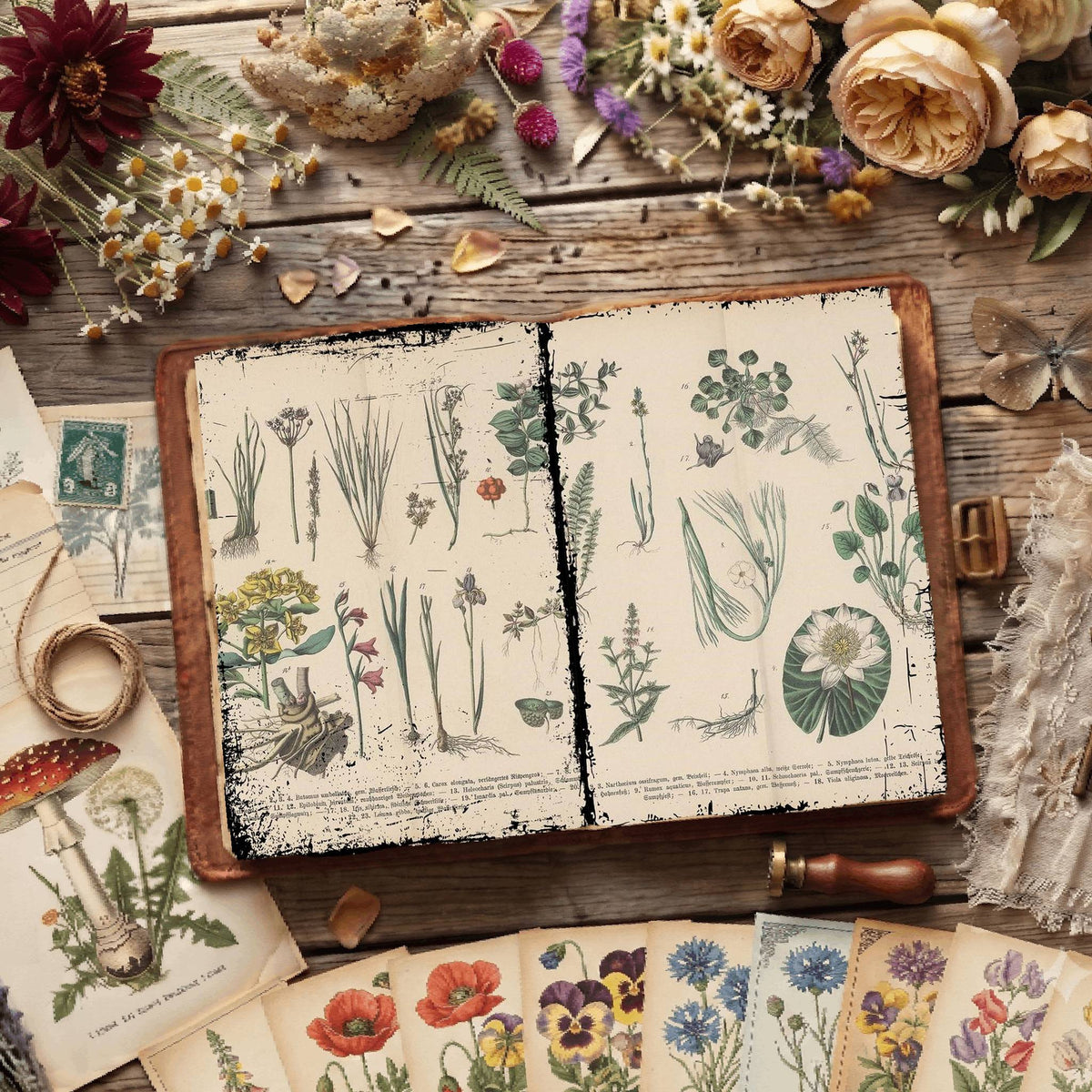 Herbal printable junk journal paper, page preview 3