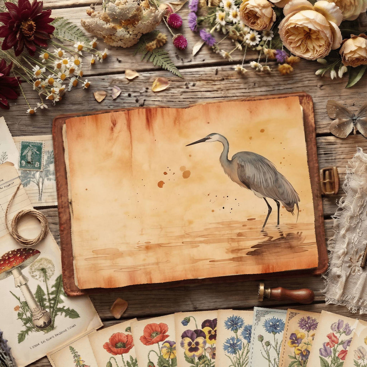 Heron Birds Digital Papers