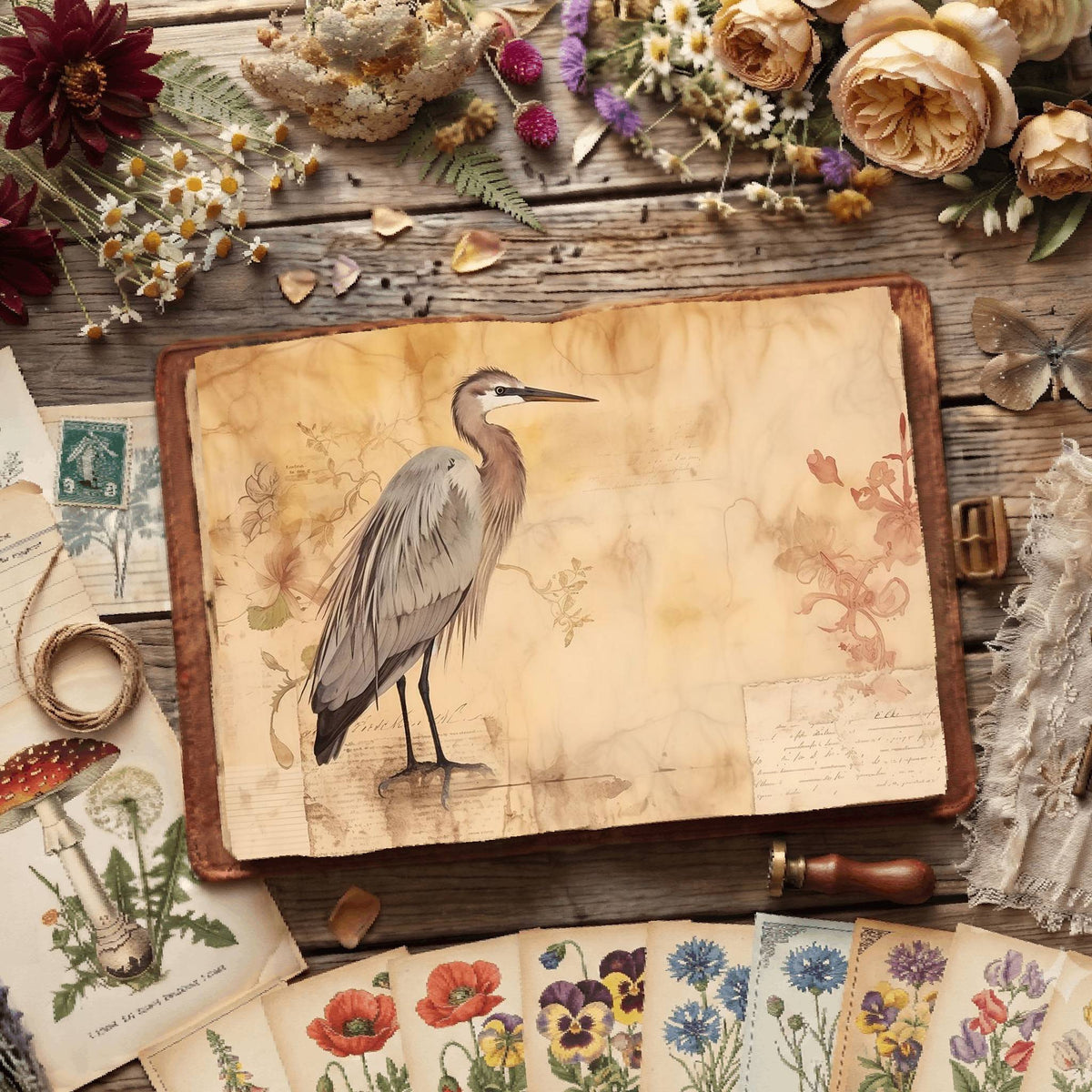 Heron Birds Digital Papers