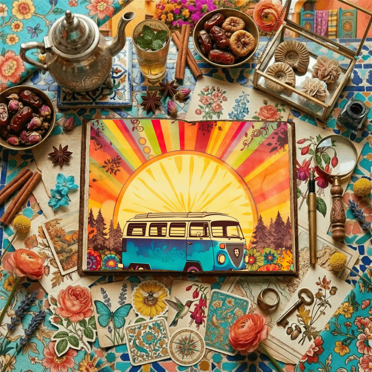Hippie Campervan Digital Papers
