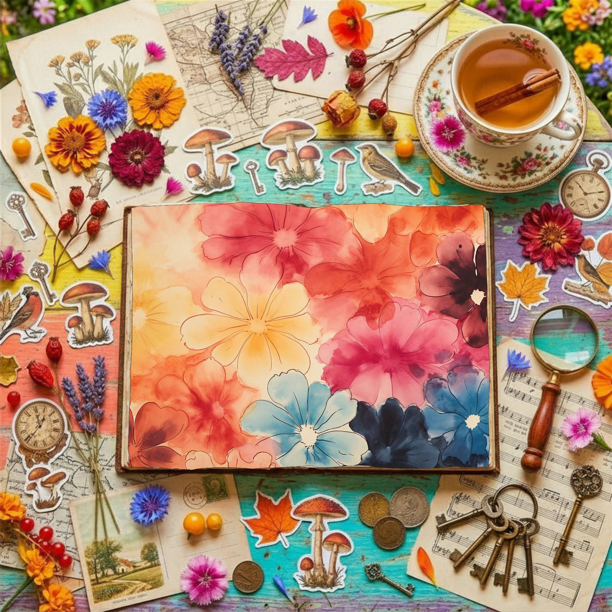 Hippie Flowers Digital Papers