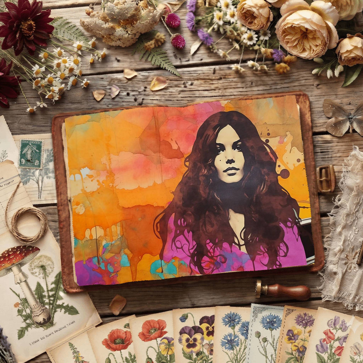 Hippie Woman Digital Papers