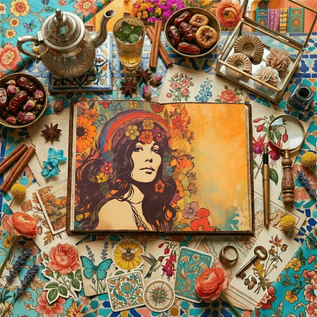 Hippie Woman Digital Papers