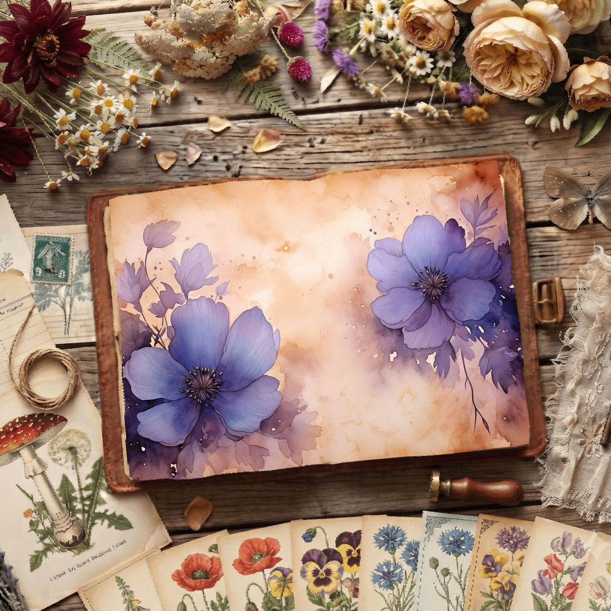 Indigo Violets Digital Papers