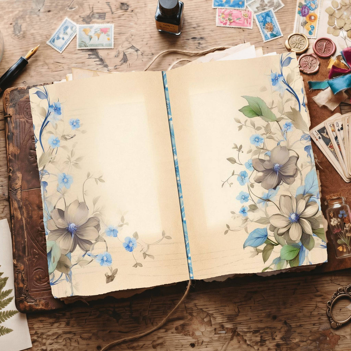 Lined Flower Digital Papers