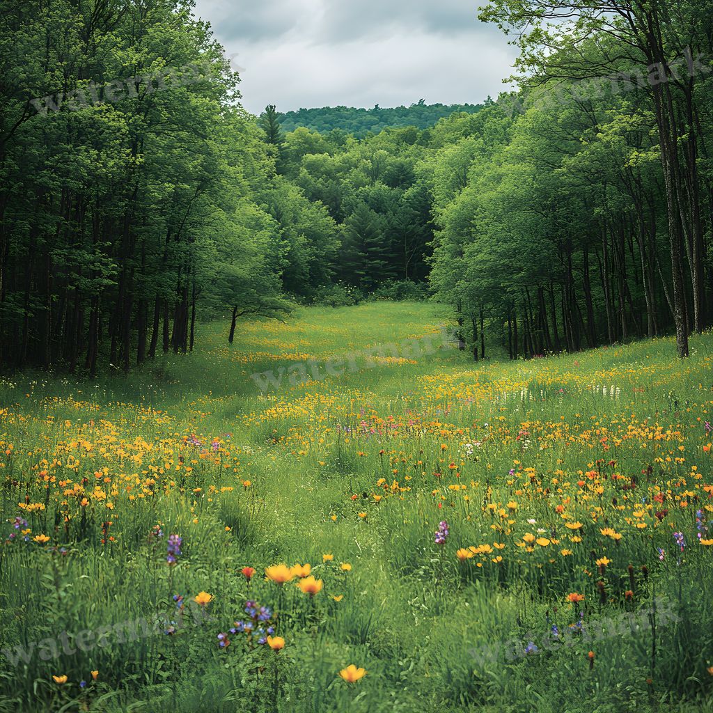 Lush Meadow digital photo backdrop for photo editing, preview 2