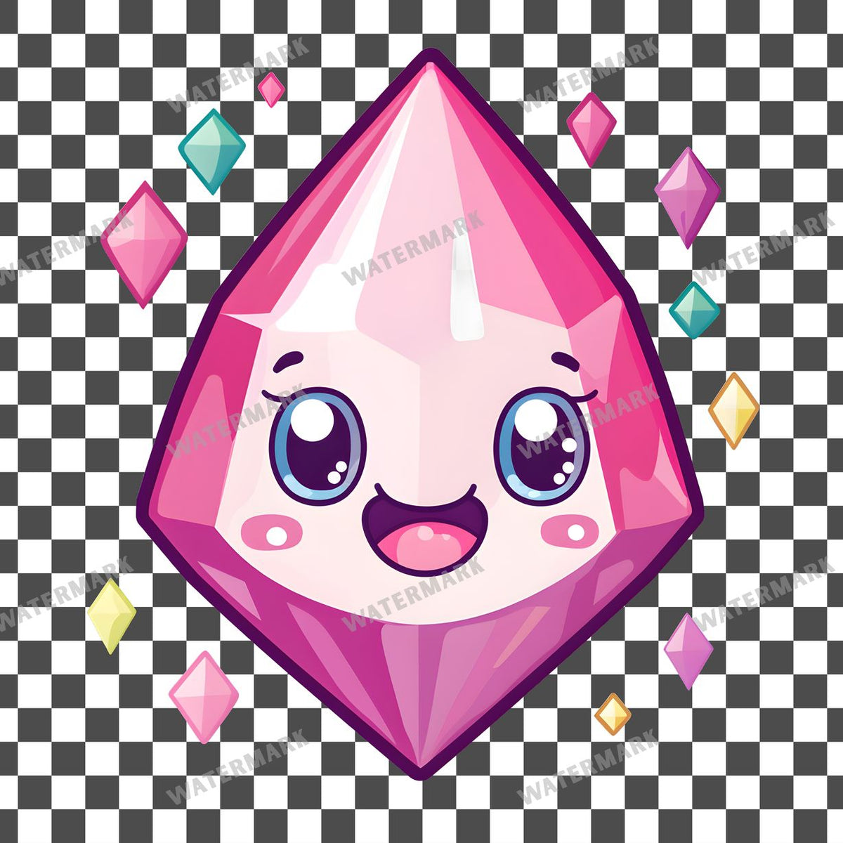 Luxury Gem Kawaii Style clipart PNG on a transparent background, design 3