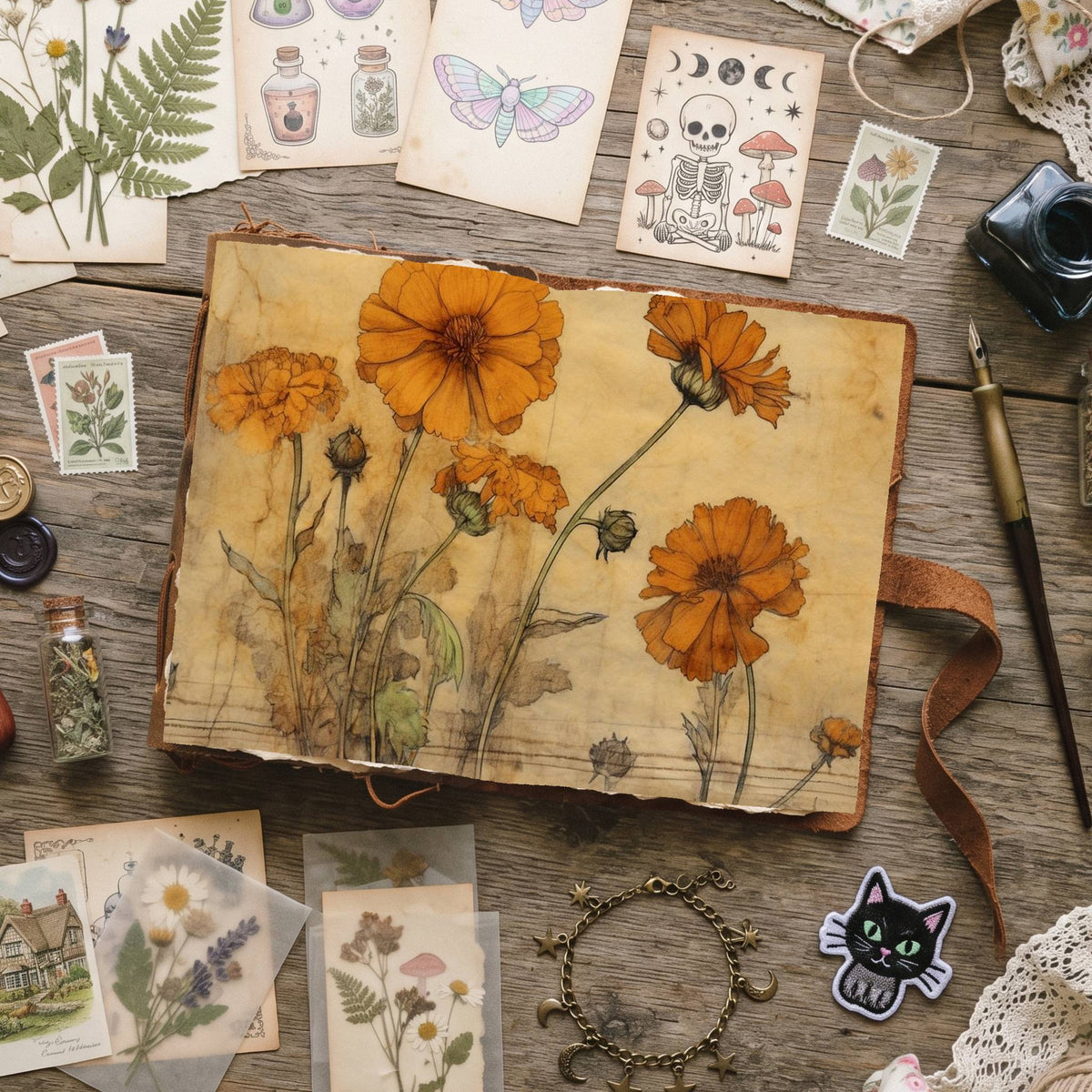 Marigold Flowers Digital Papers