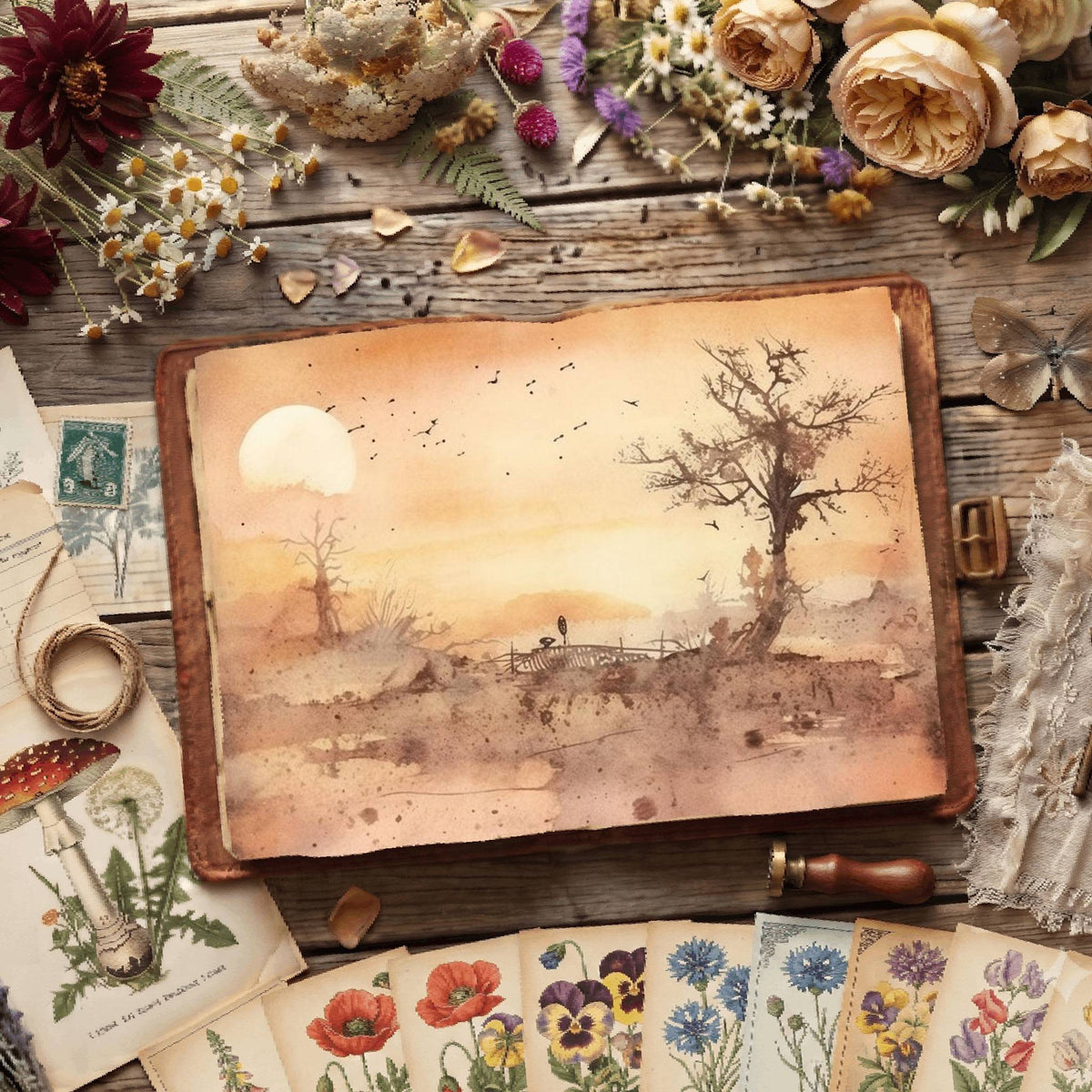 Misty Riverscape Digital Papers