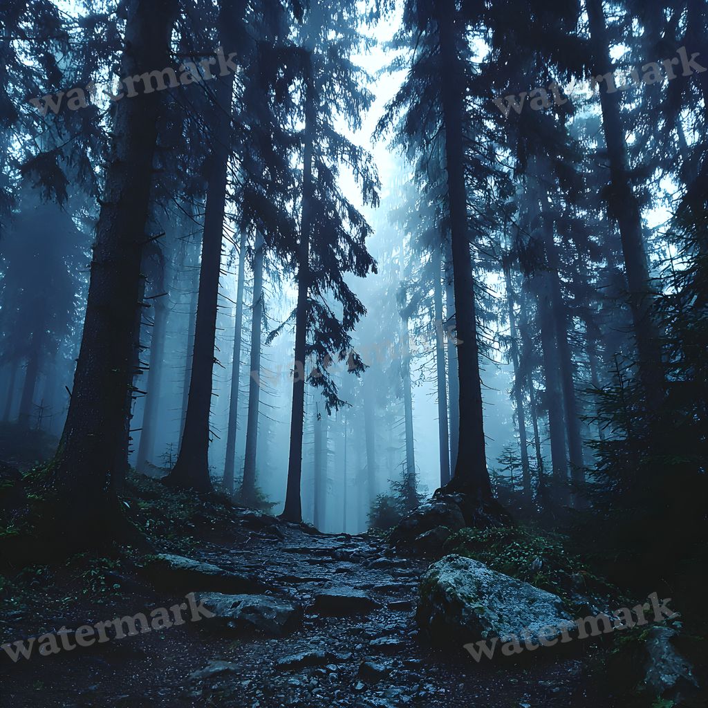 Misty Forest digital photo backdrop for photo editing, preview 2