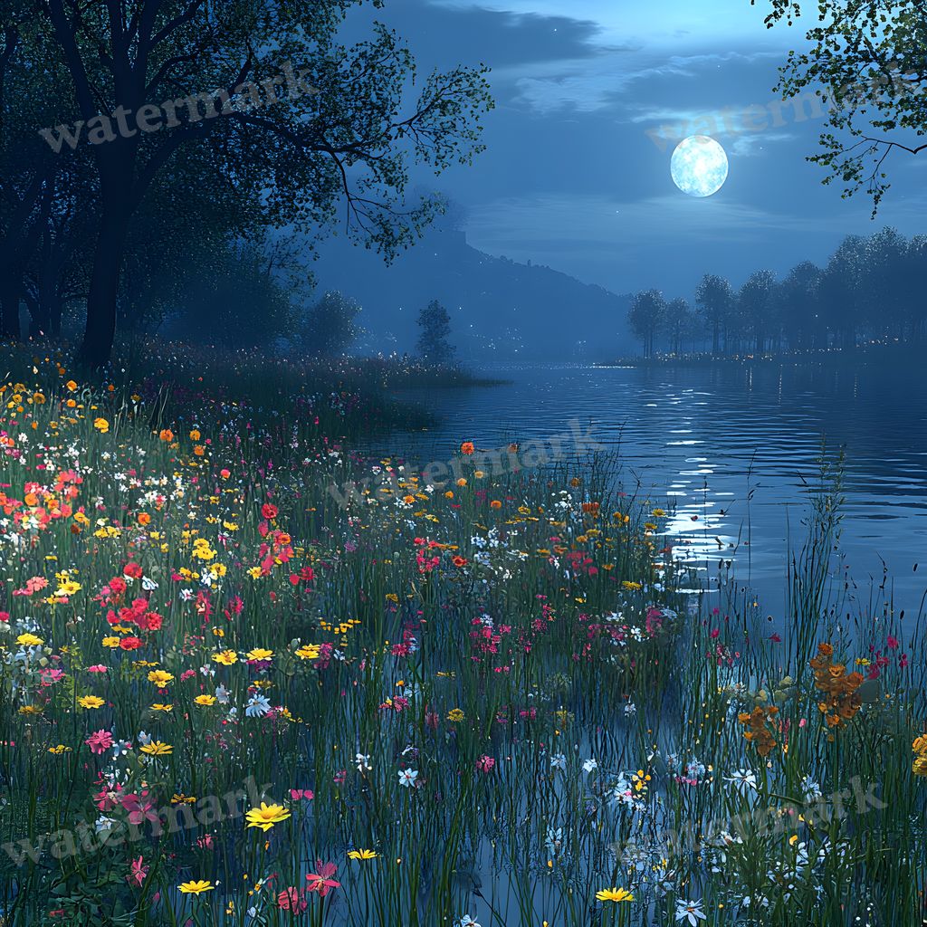 Moonlit Field Backdrop Images