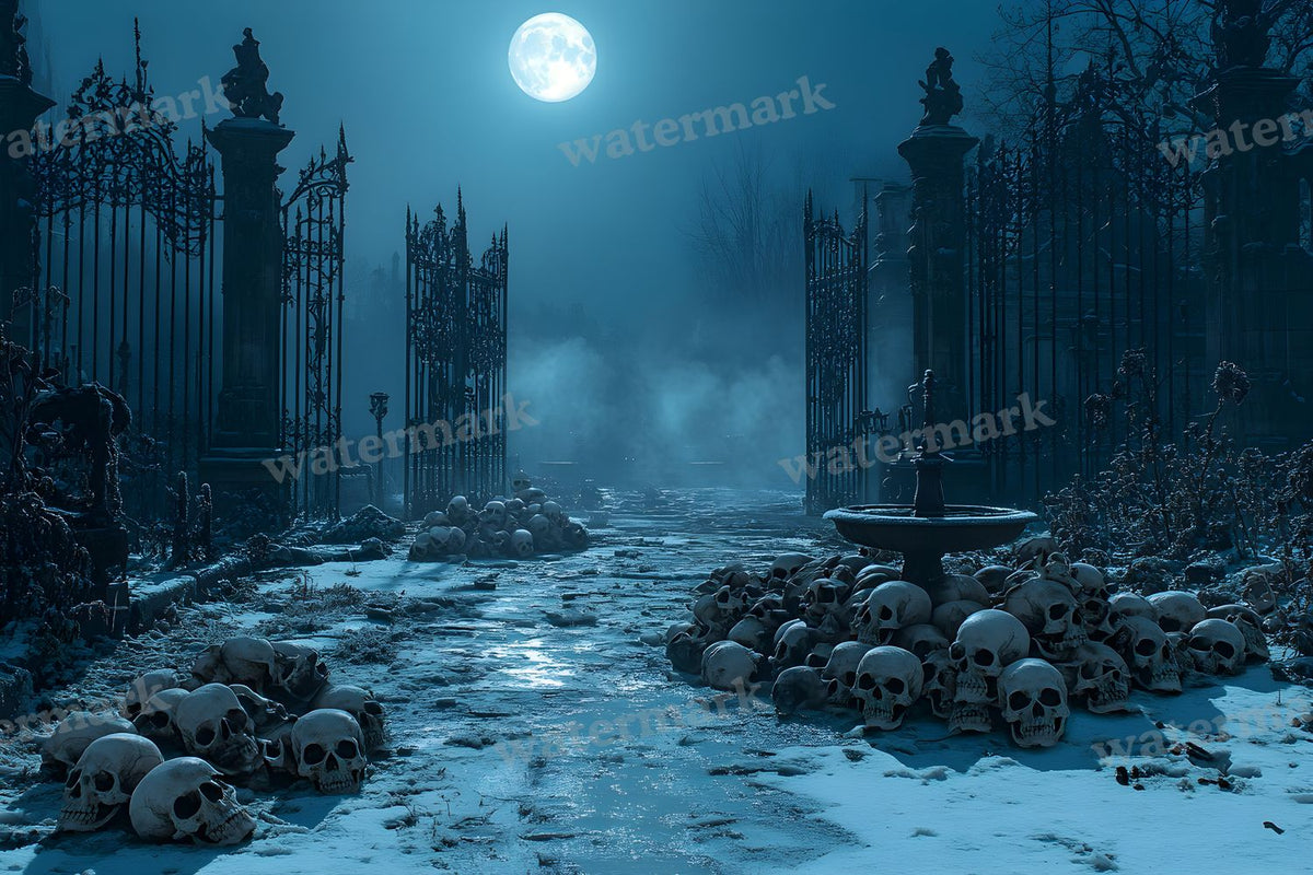 Moonlit Gothic Courtyard Backdrop Images