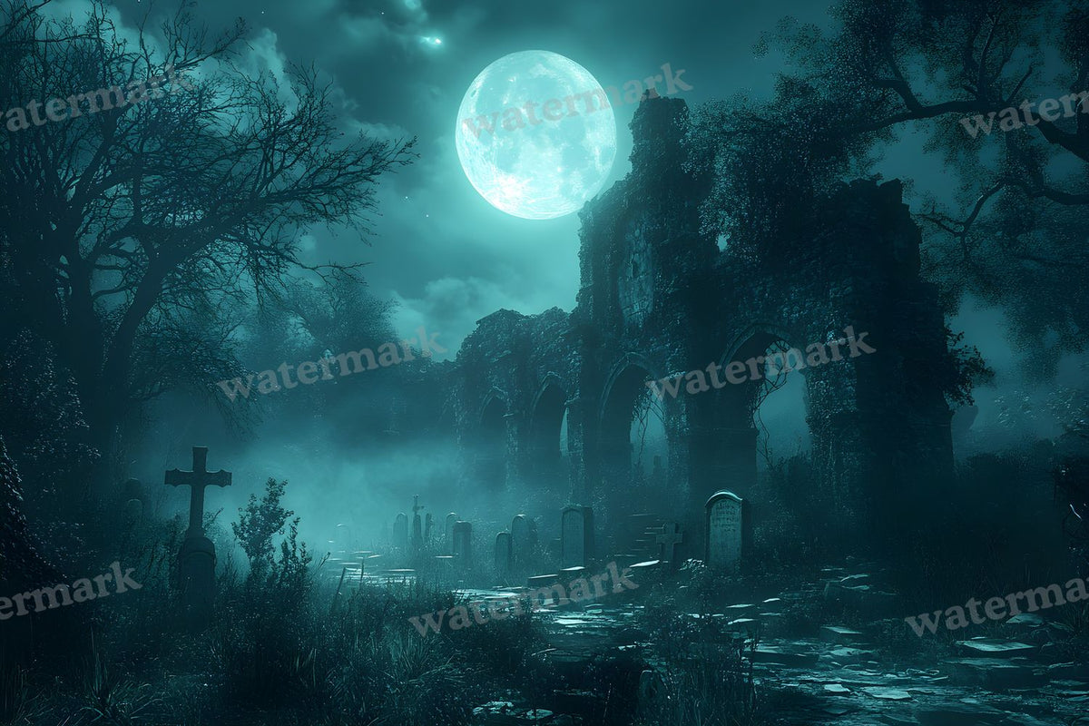 Moonlit Graveyard Backdrop Images