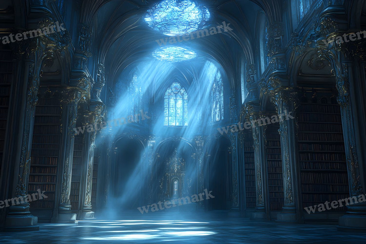 Moonlit Library Backdrop Images