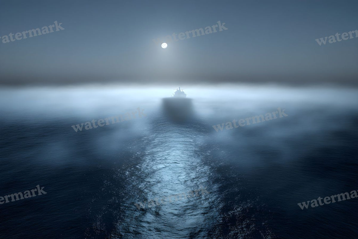 Moonlit Ocean Whale digital photo backdrop for photo editing, preview 2