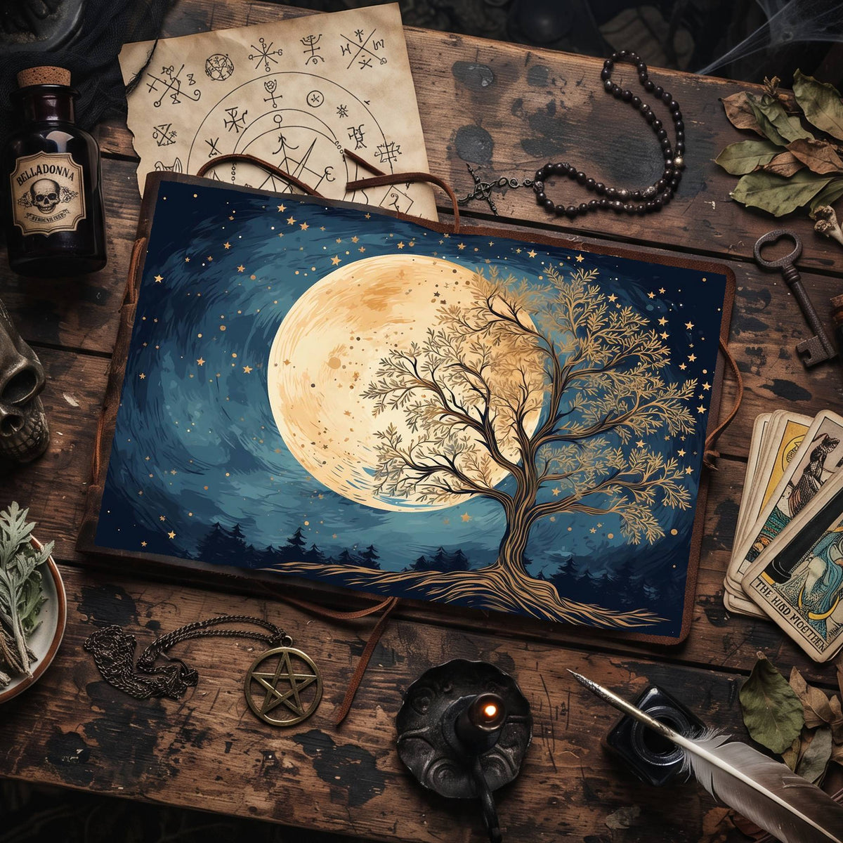 Moonlit Tree Digital Papers