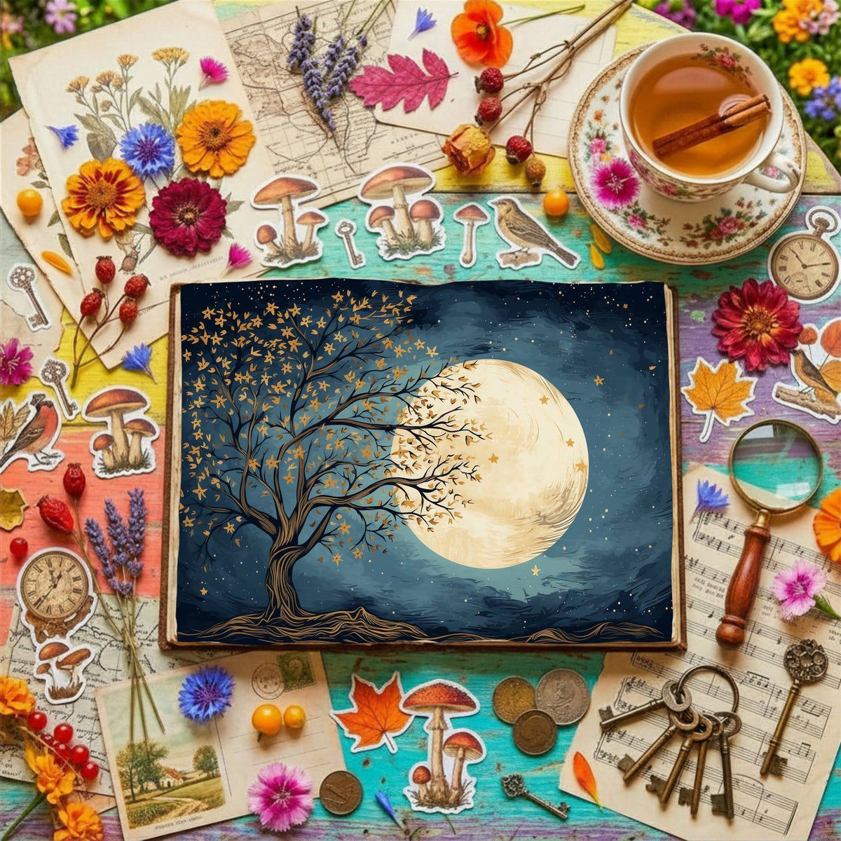 Moonlit Tree Digital Papers