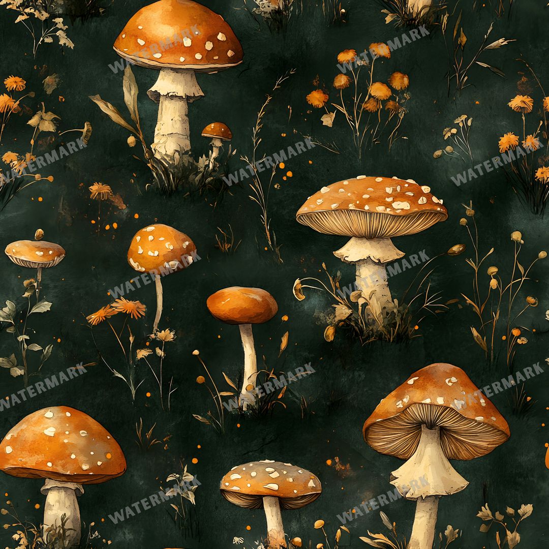 Mushrooms Seamless Pattern