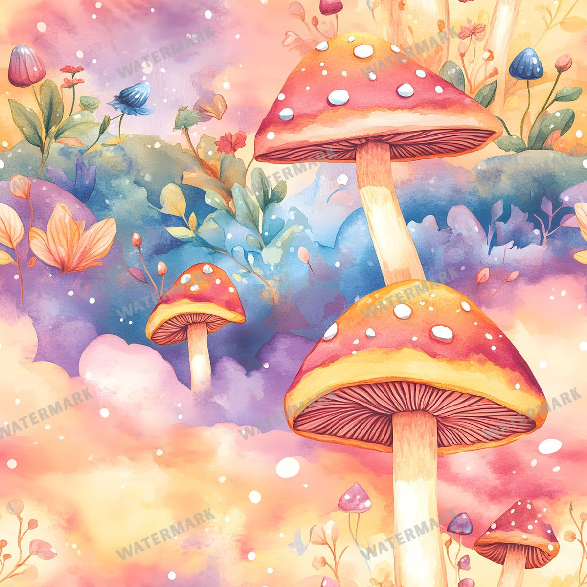 Mushrooms Seamless Pattern