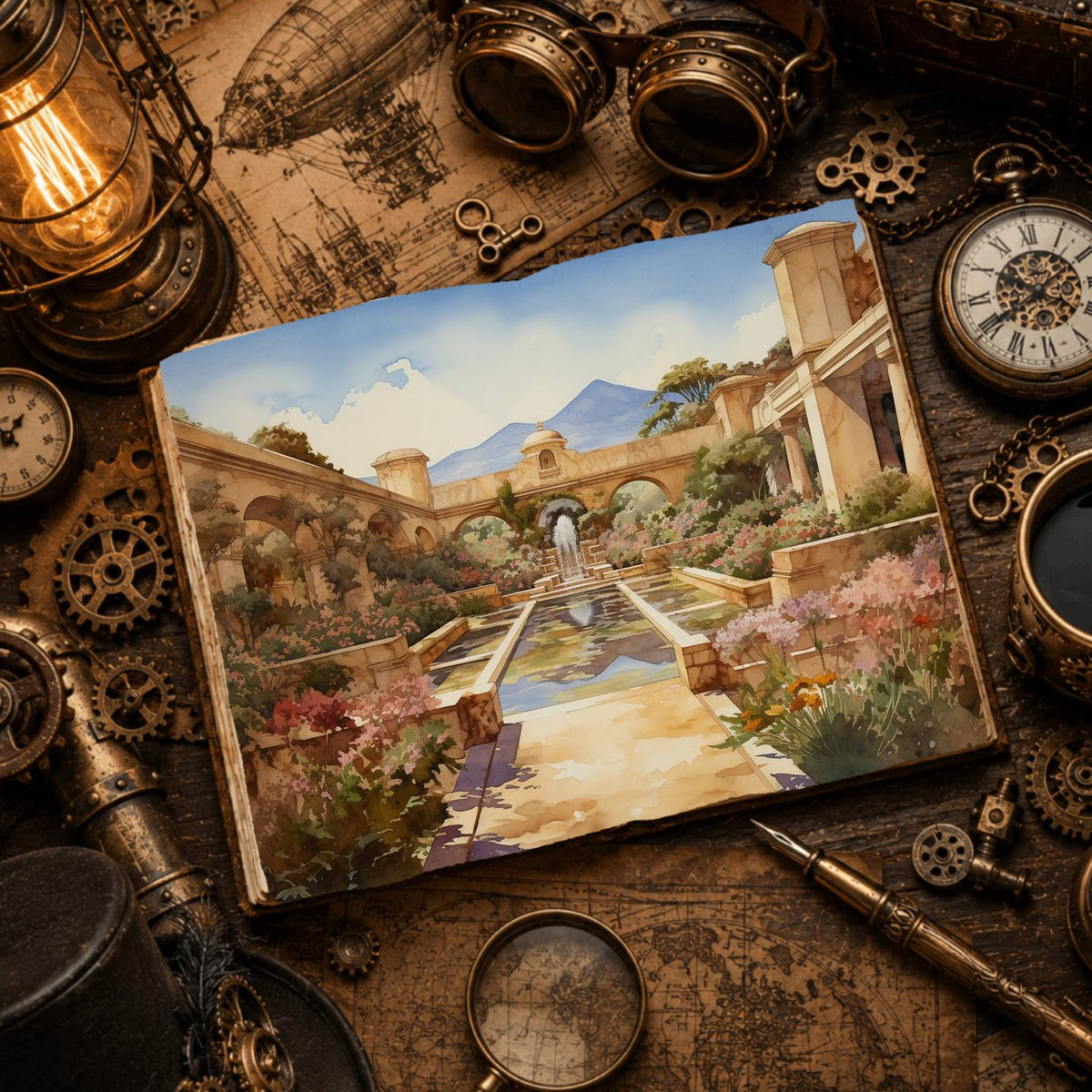 Palace Garden printable junk journal paper, page preview 3