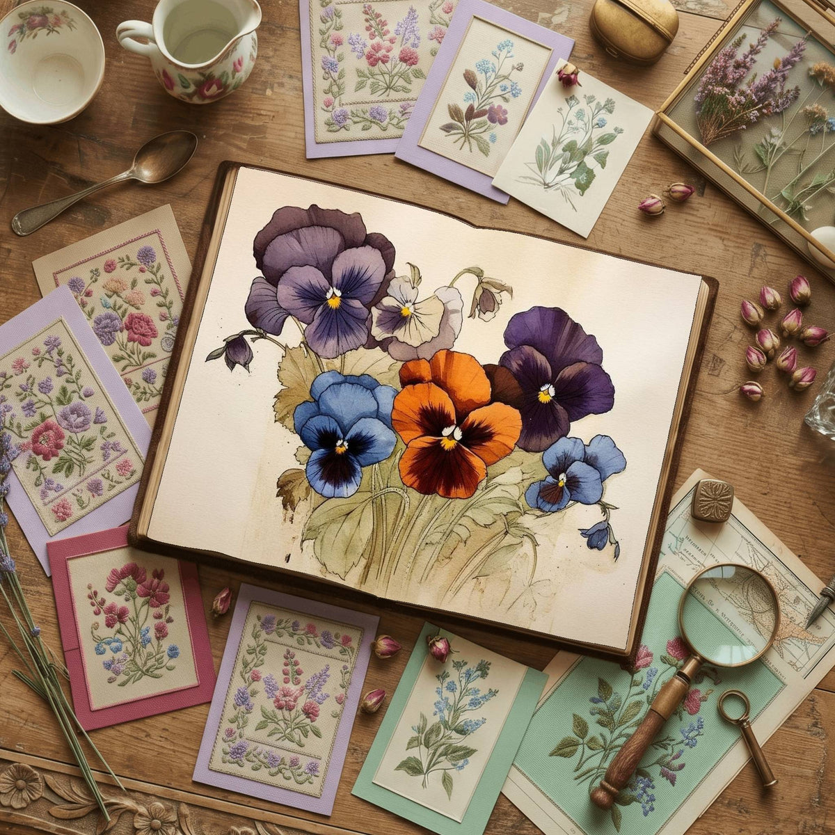 Pansy Flower Watercolour Digital Papers