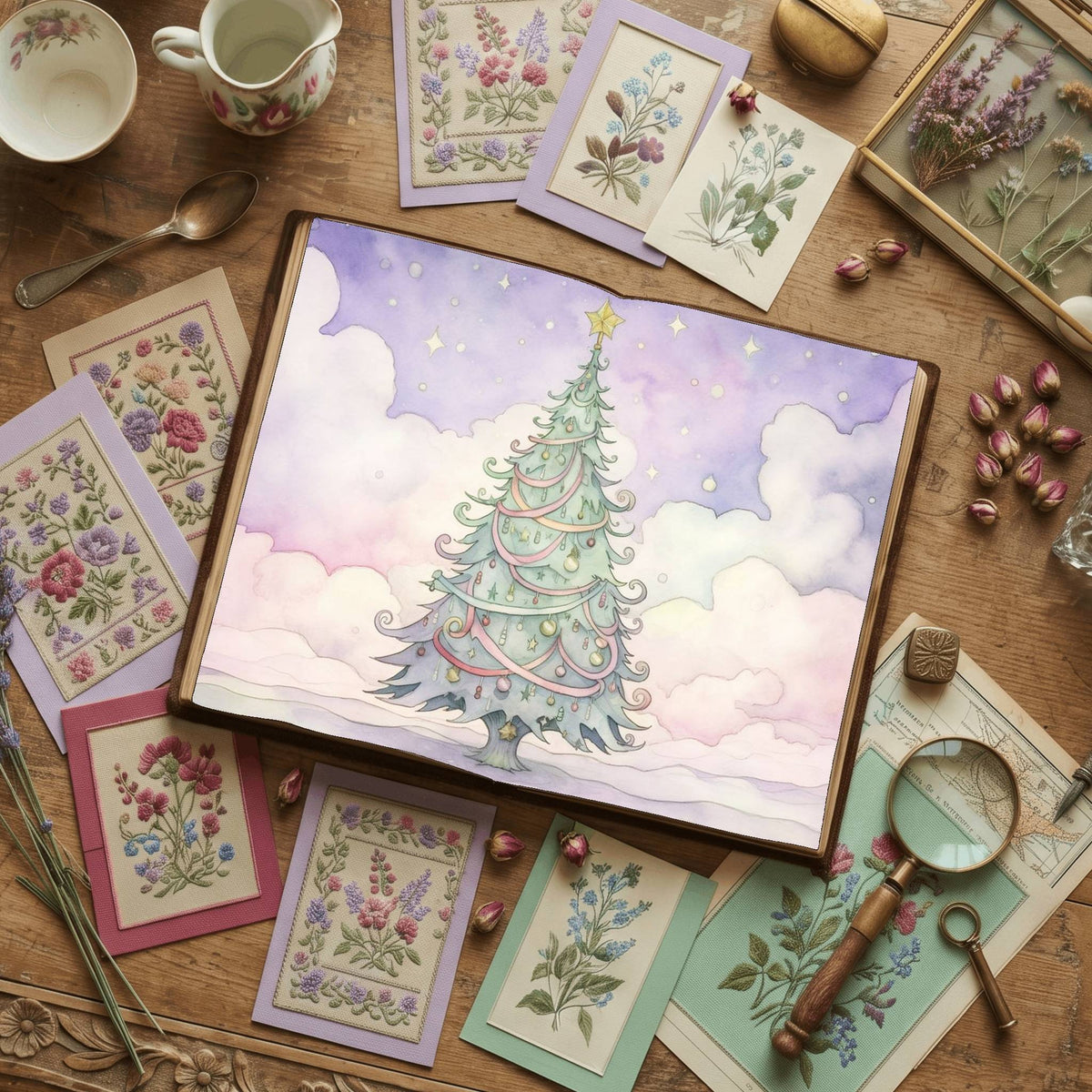 Pastel Chirstmas Tree Digital Papers