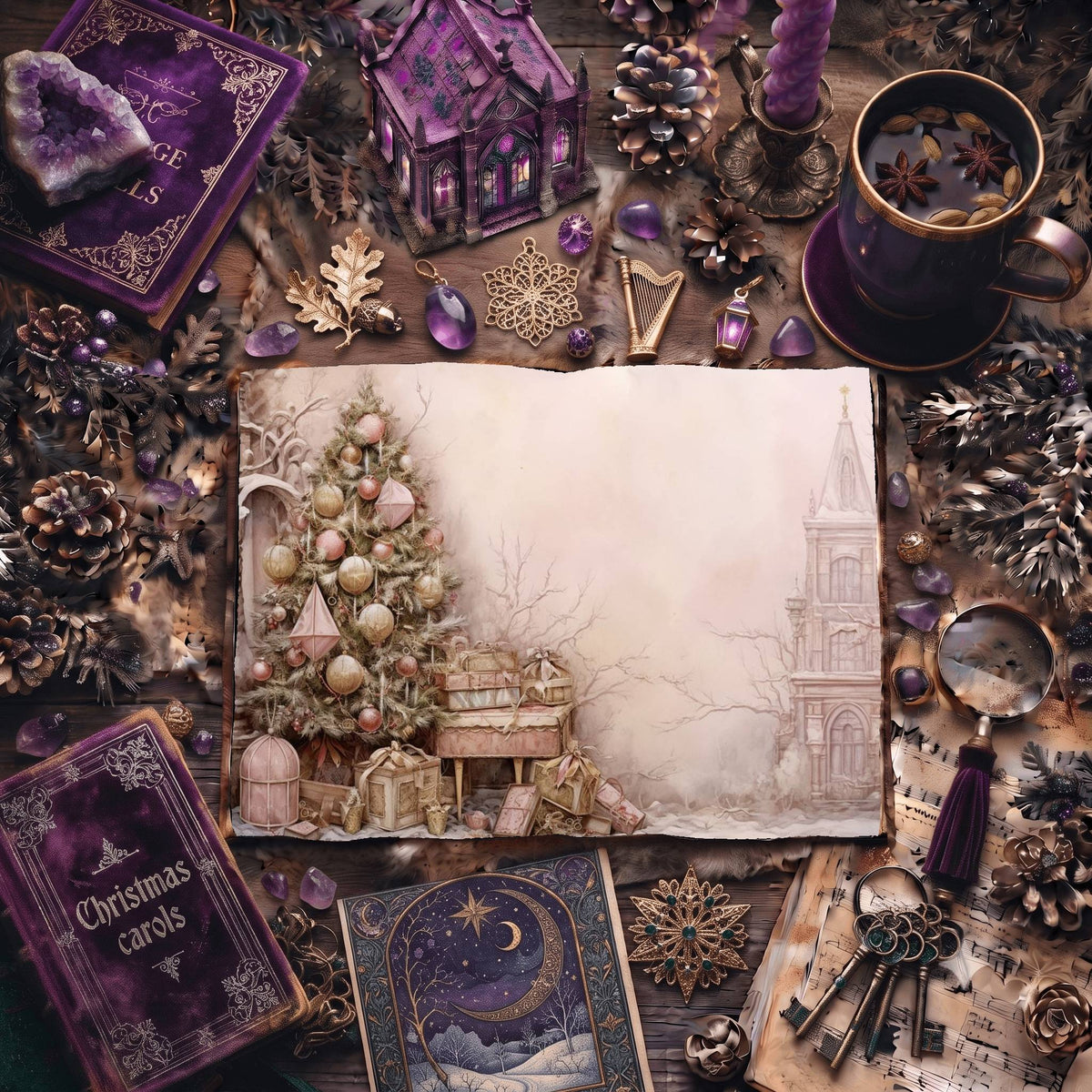 Pastel Christmas printable junk journal paper, page preview 3