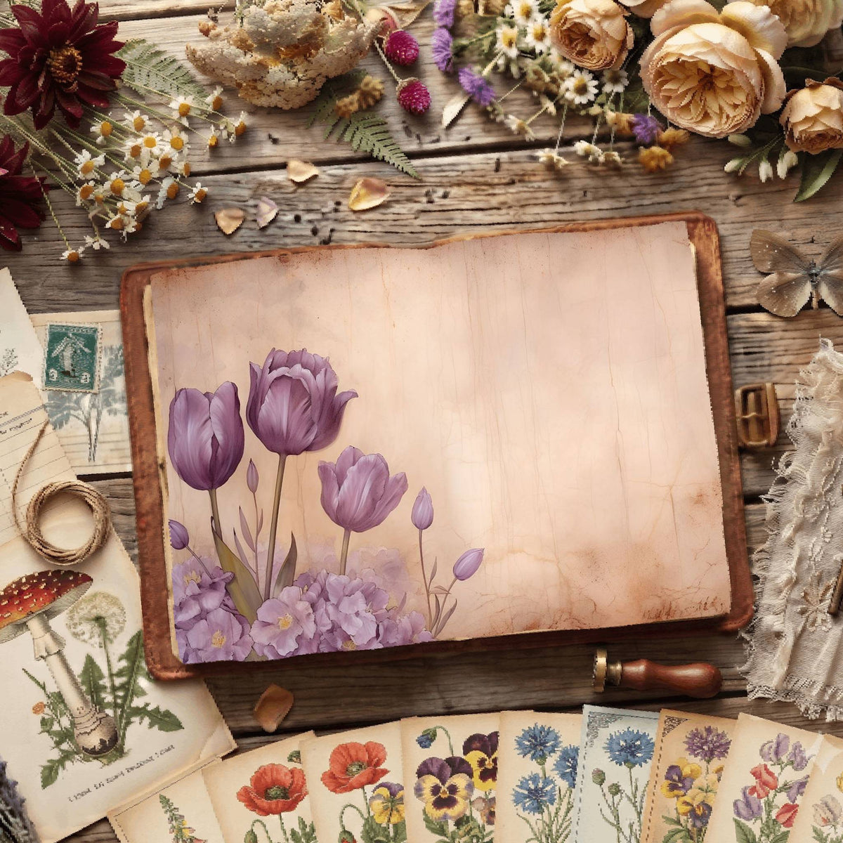 Purple Tulips Digital Papers
