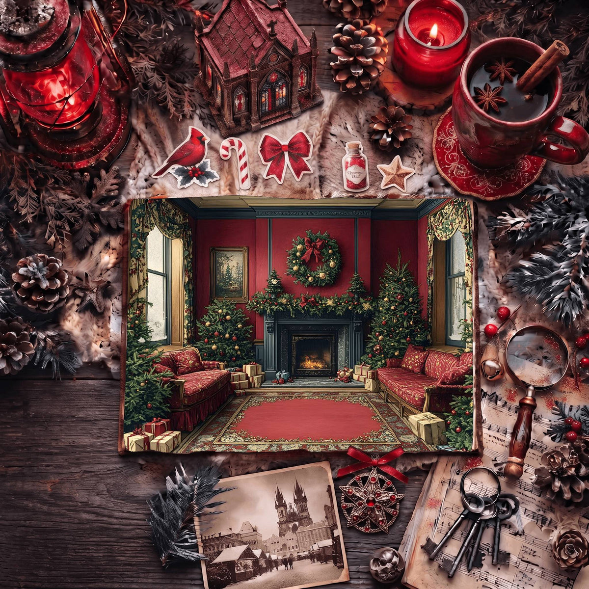 Red Christmas Digital Papers