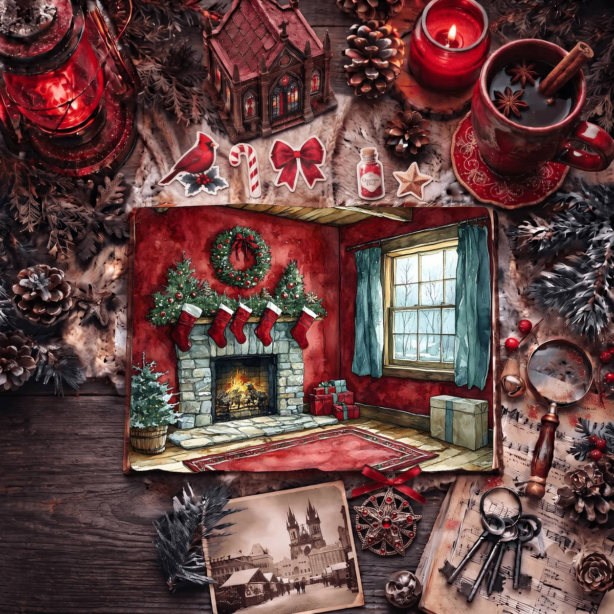 Red Christmas Digital Papers