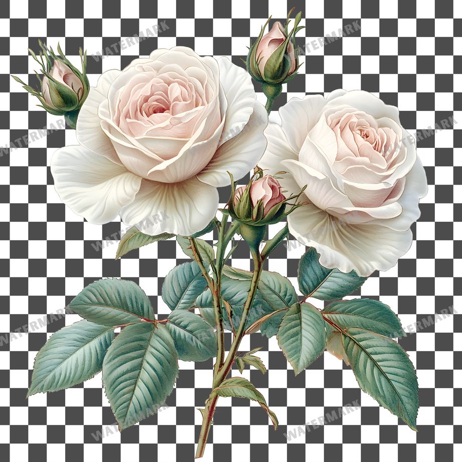 Rose Bouquet Vintage Style clipart PNG on a transparent background, design 3