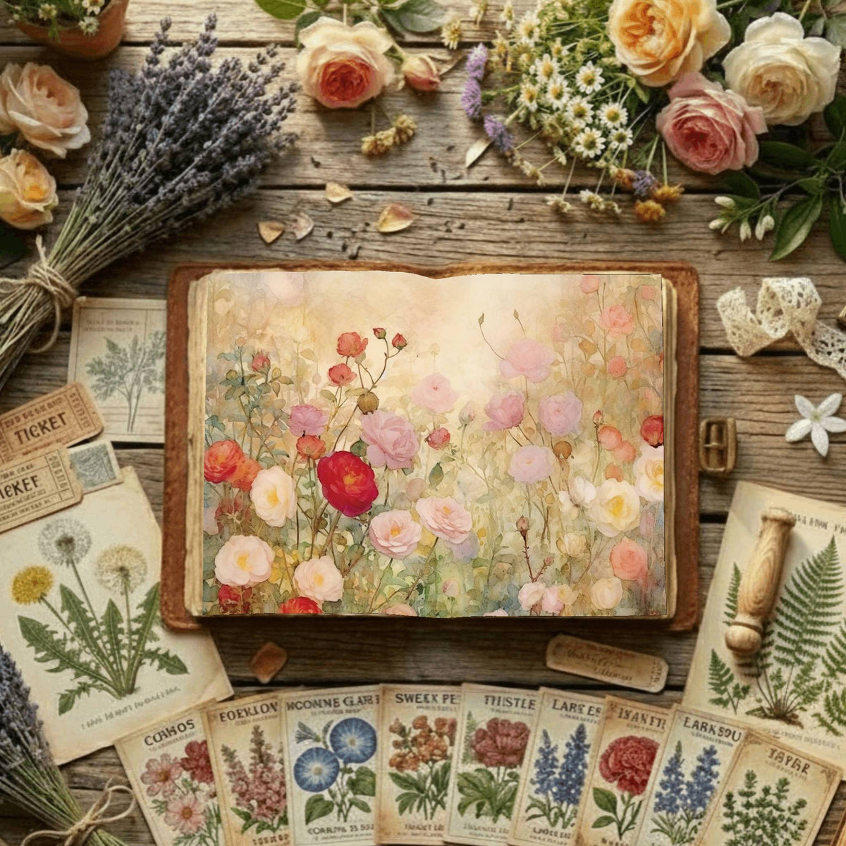 Rose Garden printable junk journal paper, page preview 3