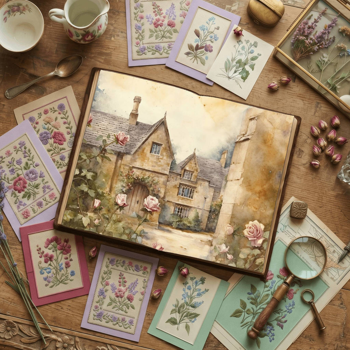 Rose Garden printable junk journal paper, page preview 3