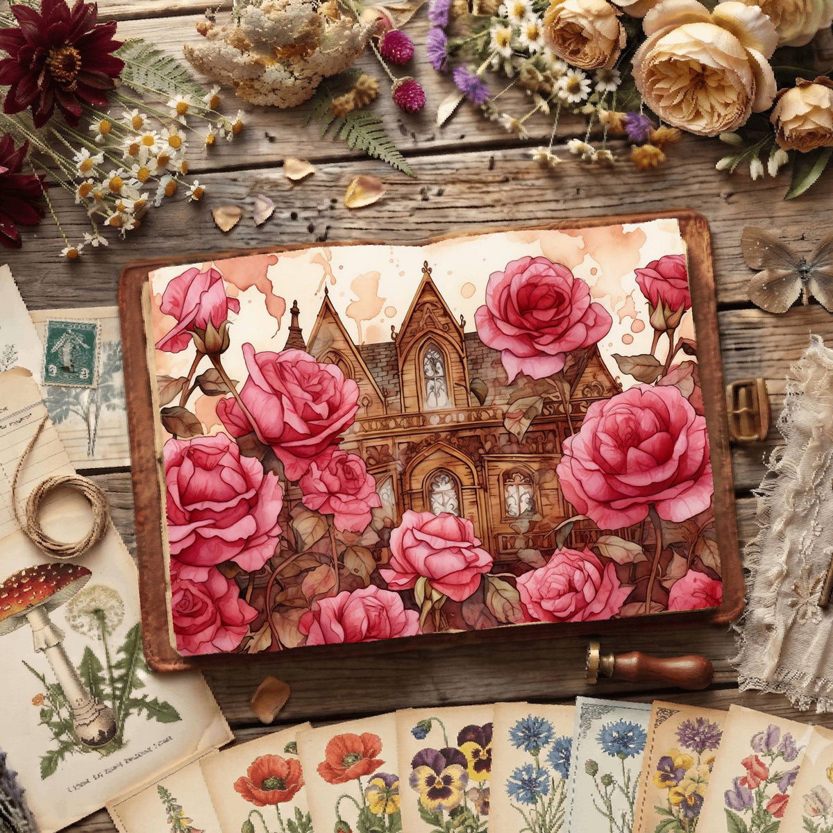 Rose Garden printable junk journal paper, page preview 3