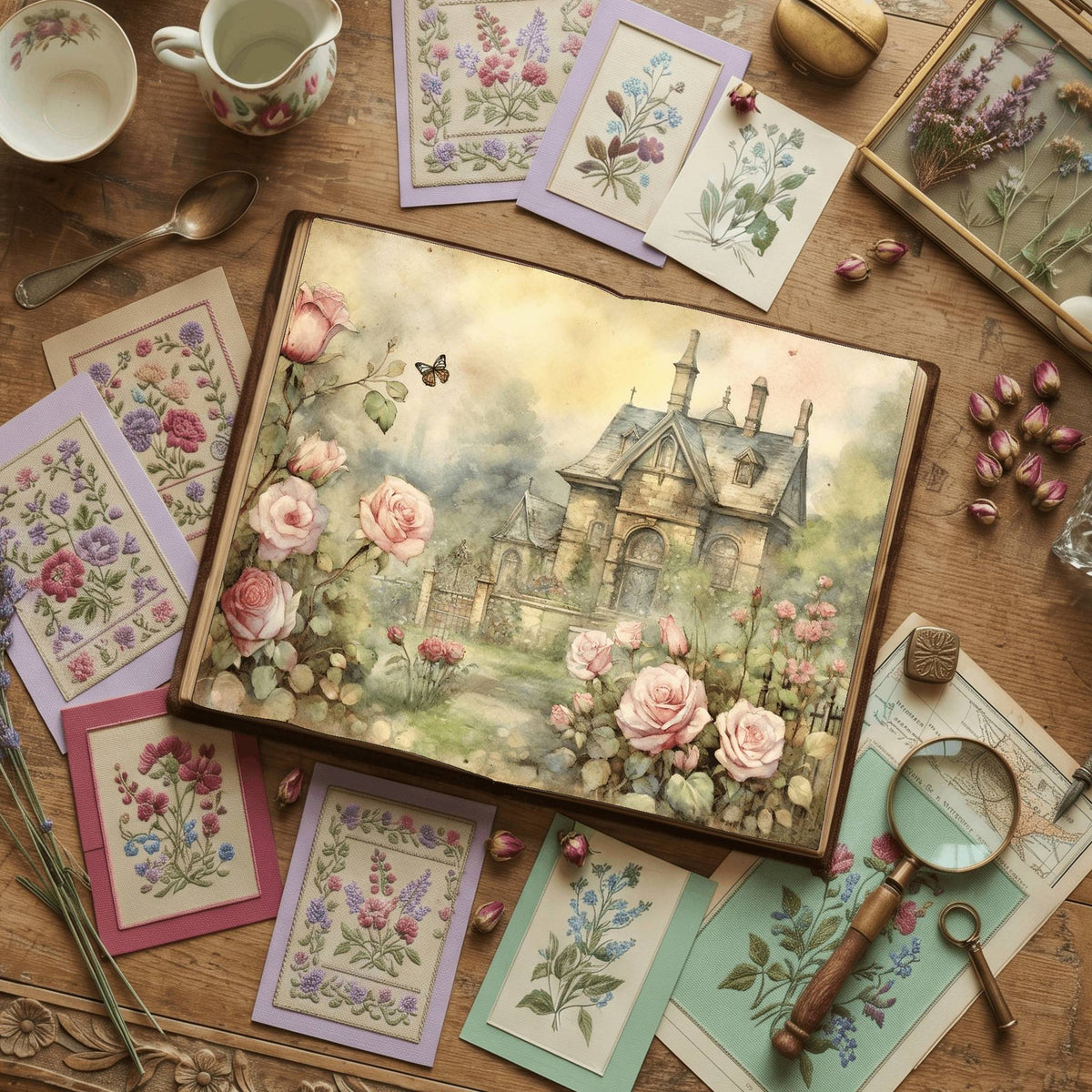 Rose Garden printable junk journal paper, page preview 3