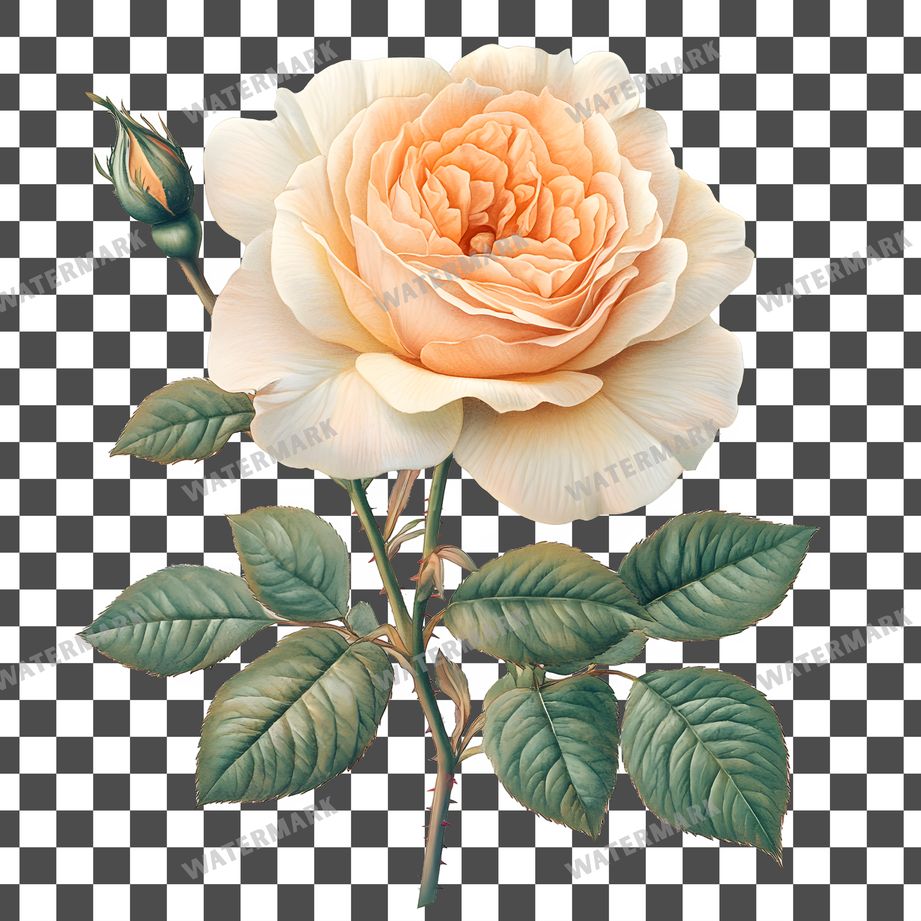 Rose Vintage Style clipart PNG on a transparent background, design 3