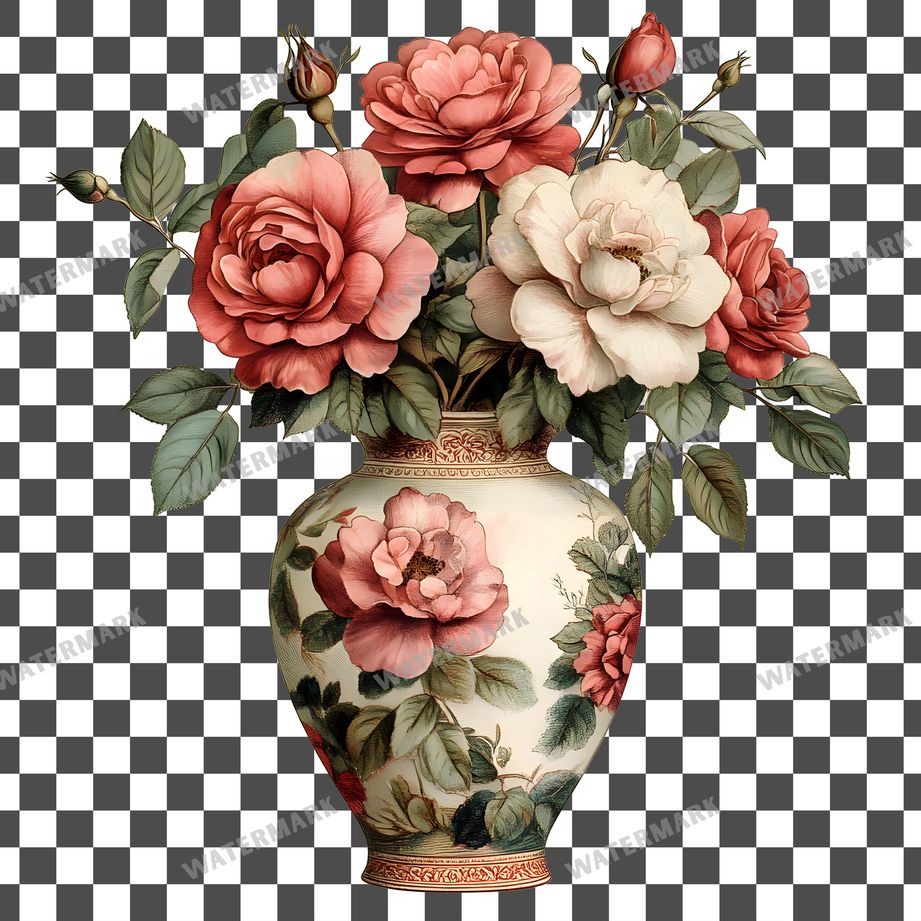 Roses Vintage Style clipart PNG on a transparent background, design 3