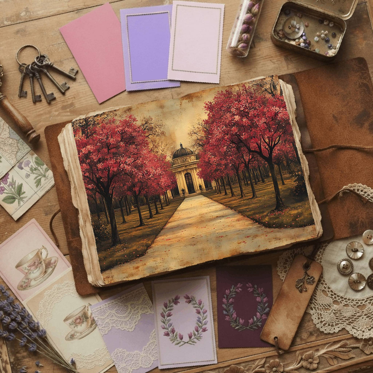 Royal Gardens printable junk journal paper, page preview 3