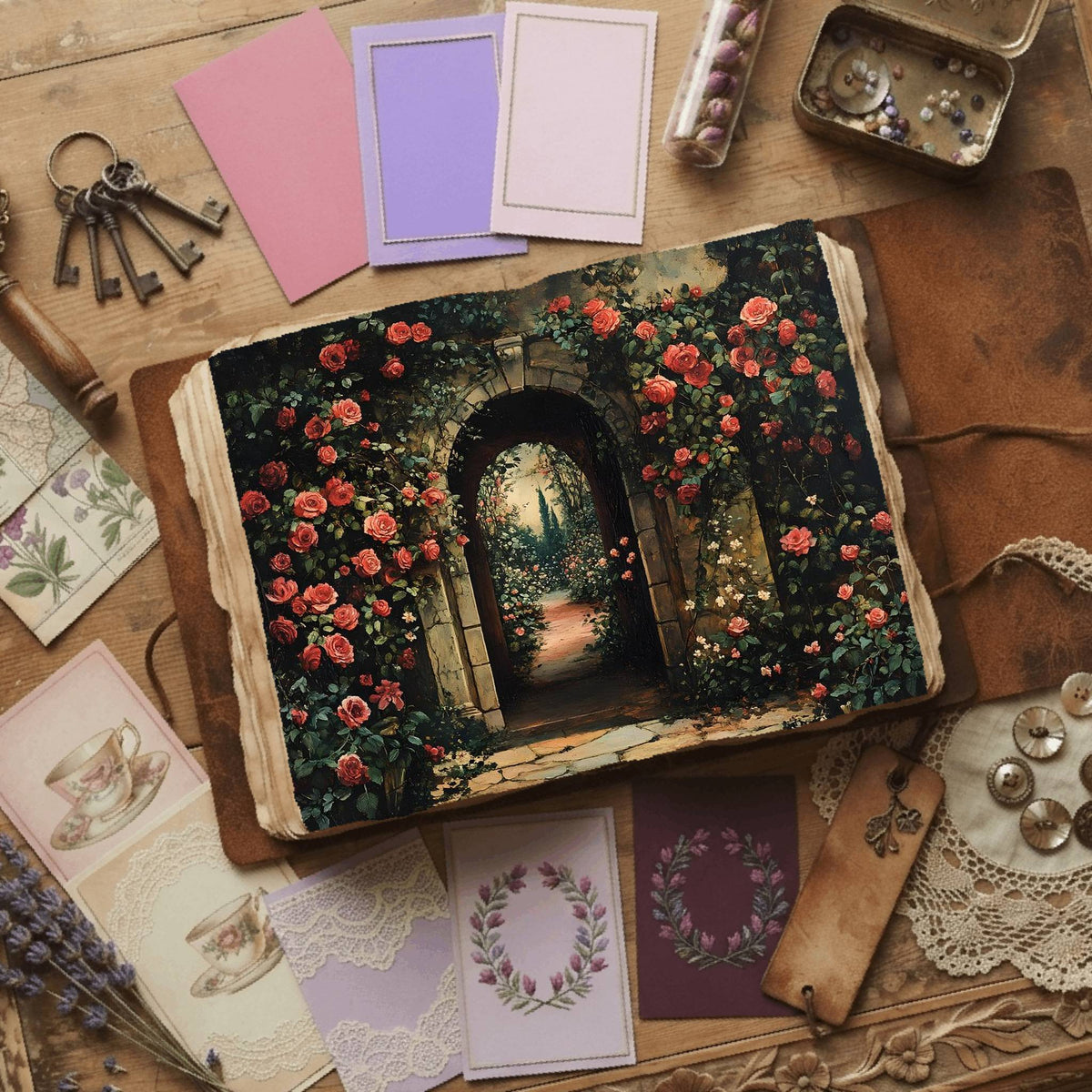 Secret Garden printable junk journal paper, page preview 3