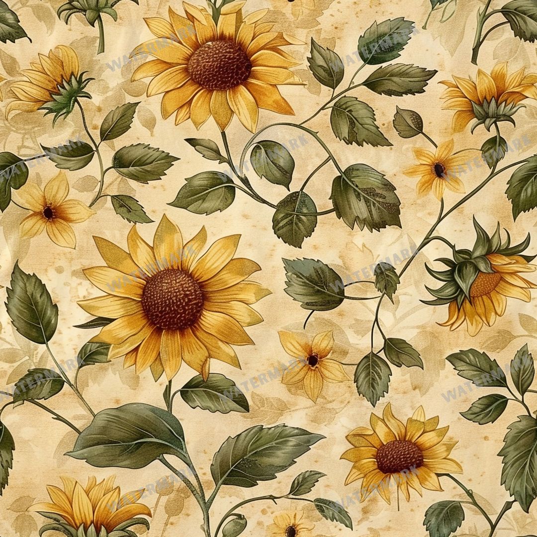 Sunflowers Seamless Pattern