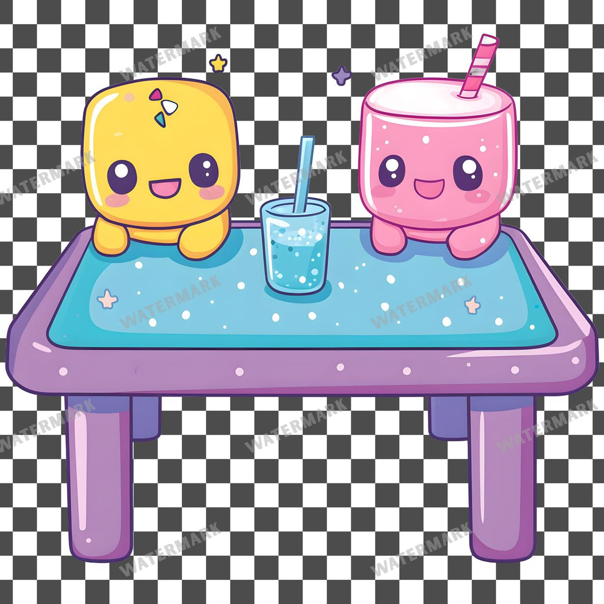 Table Kawaii Style clipart PNG on a transparent background, design 3
