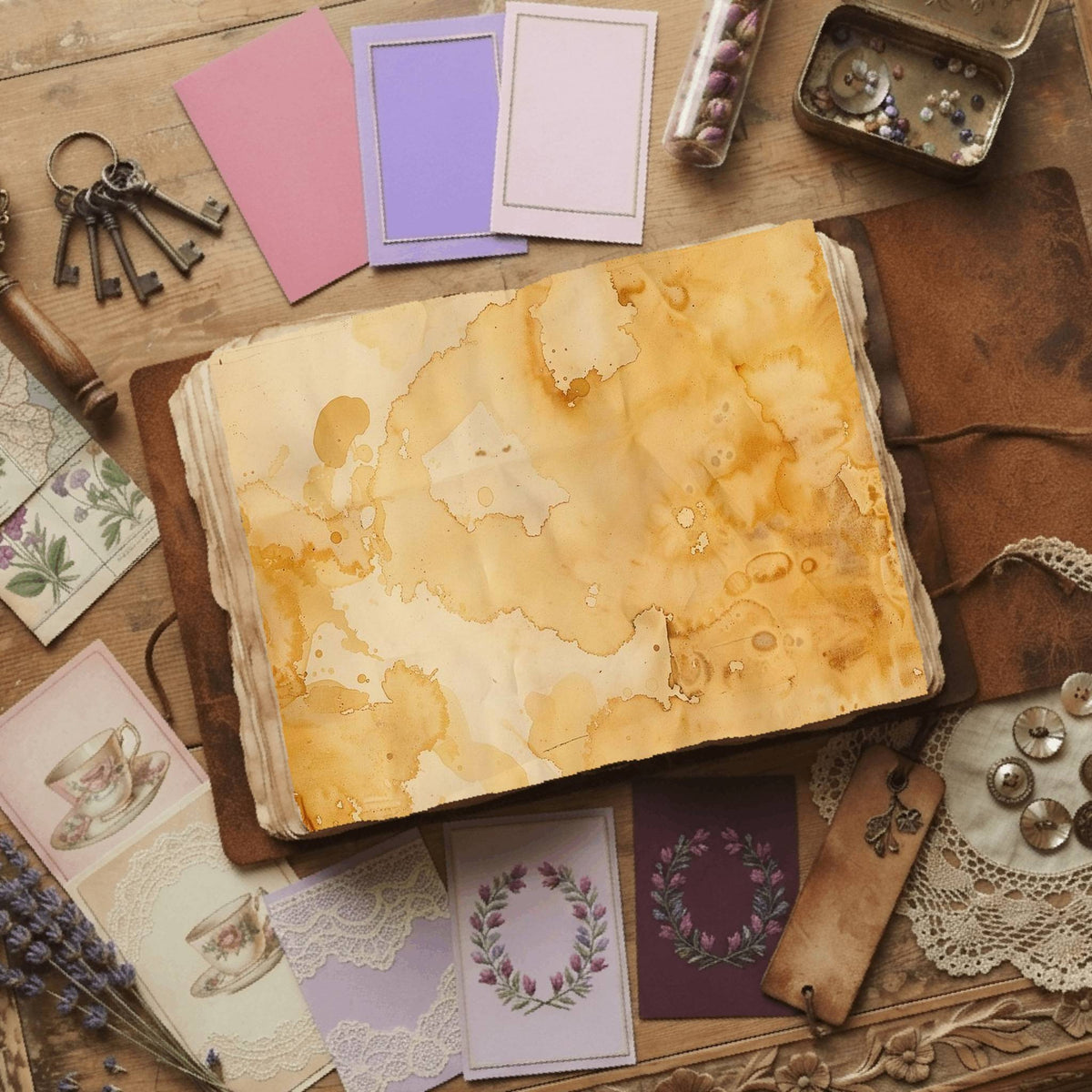 Tea printable junk journal paper, page preview 3