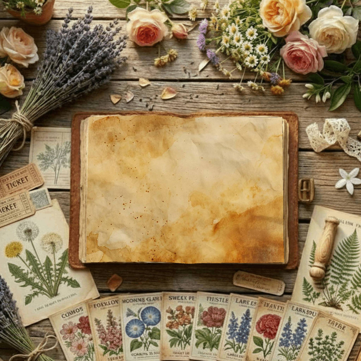 Tea printable junk journal paper, page preview 3